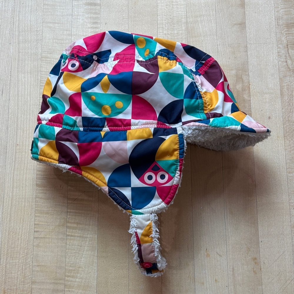 Patagonia Infant Toddler Earflap Shelled Synchilla Cap Colorful Geometric Fleece